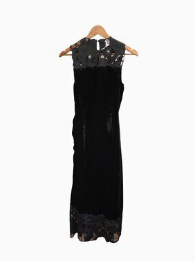 NWT Ulla Johnson Rosaria Ruched Lace-Trimmed Velvet Midi Dress US 00